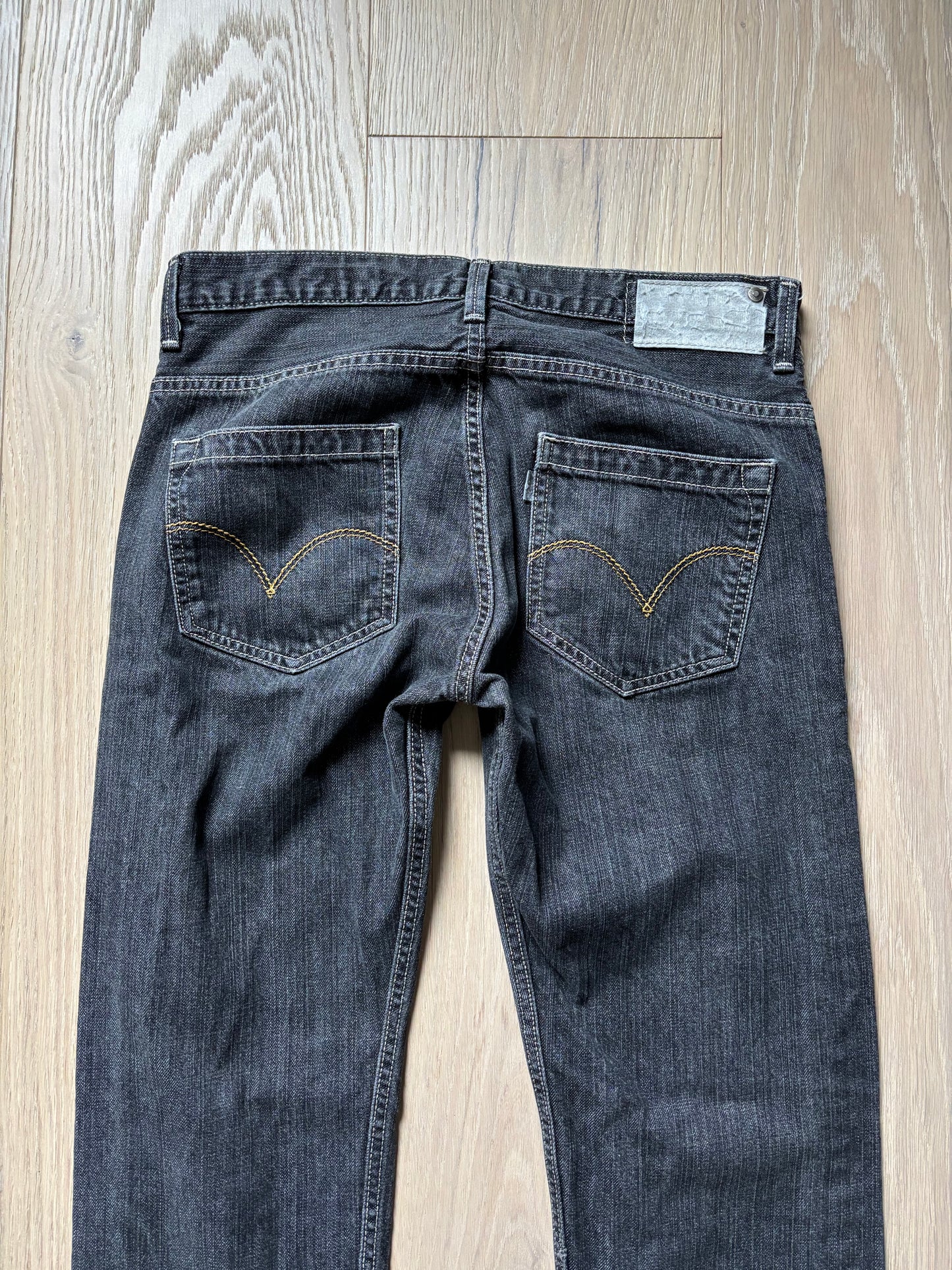 Gray Raw Denim Straight Jeans