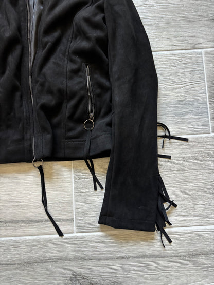 Suede Fringe Cropped Moto-jacket