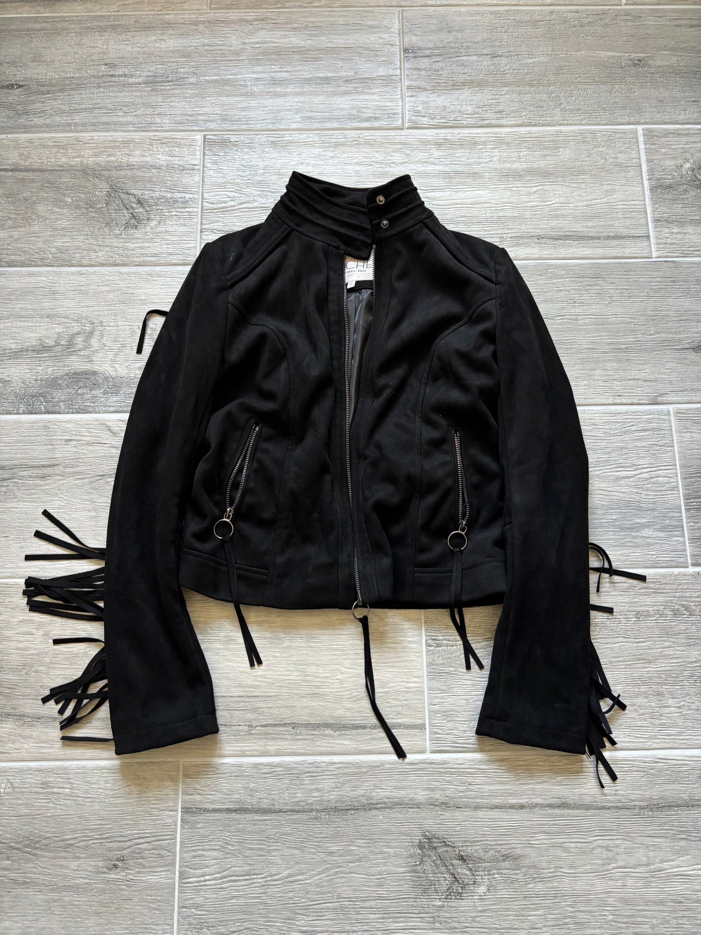 Suede Fringe Cropped Moto-jacket