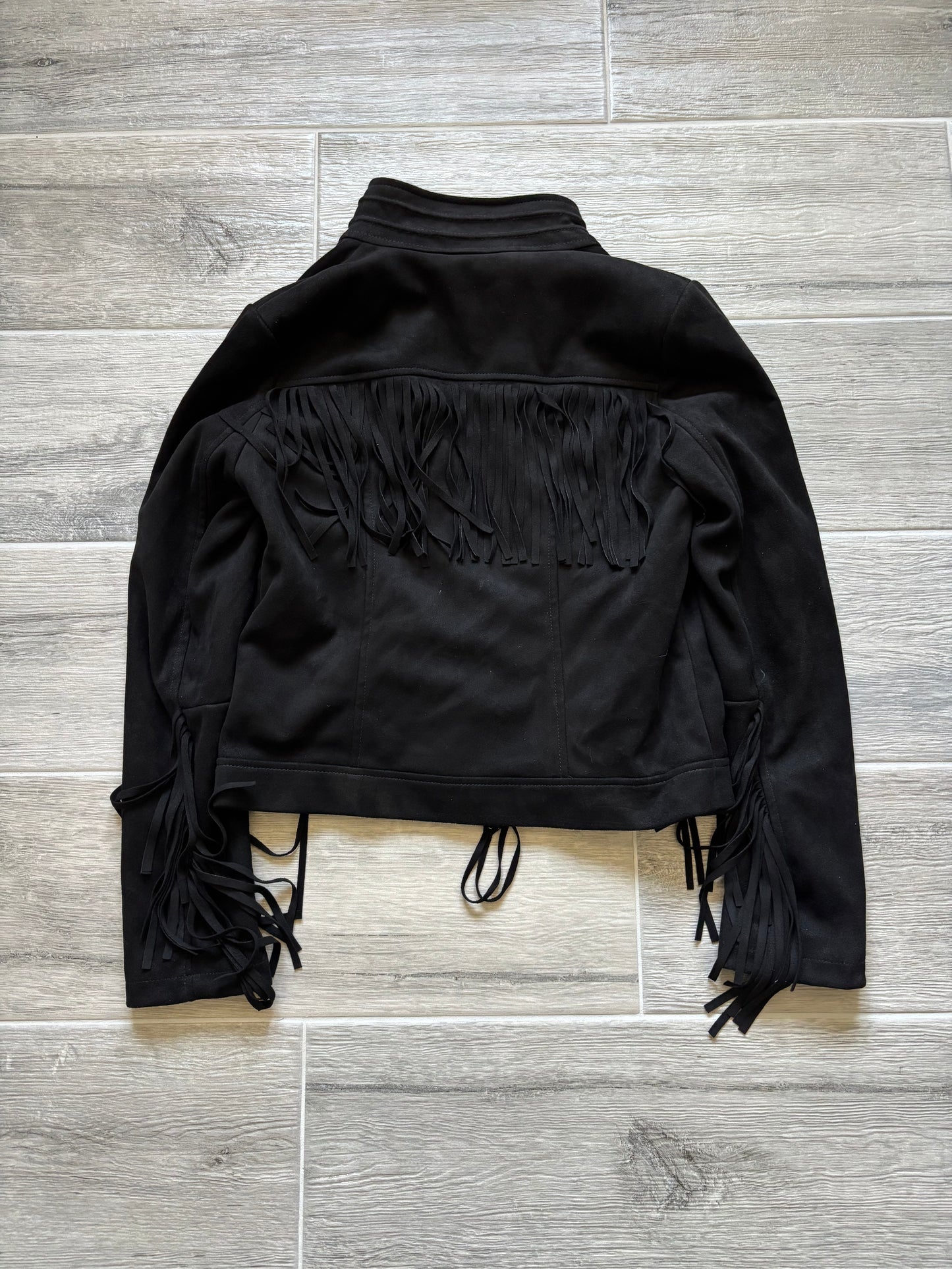 Suede Fringe Cropped Moto-jacket