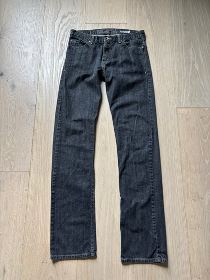 Gray Raw Denim Straight Jeans