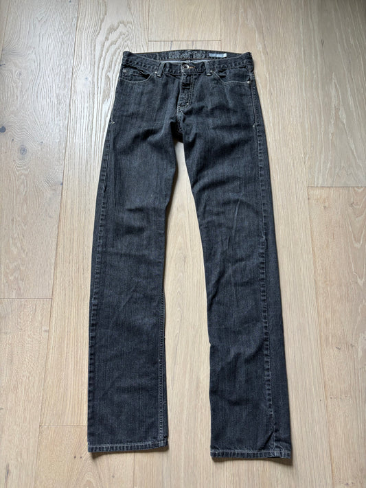 Gray Raw Denim Straight Jeans