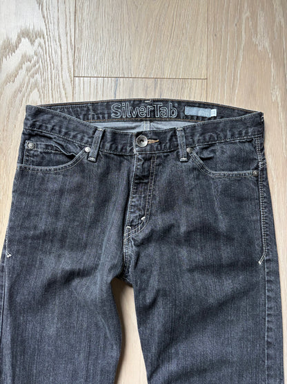Gray Raw Denim Straight Jeans