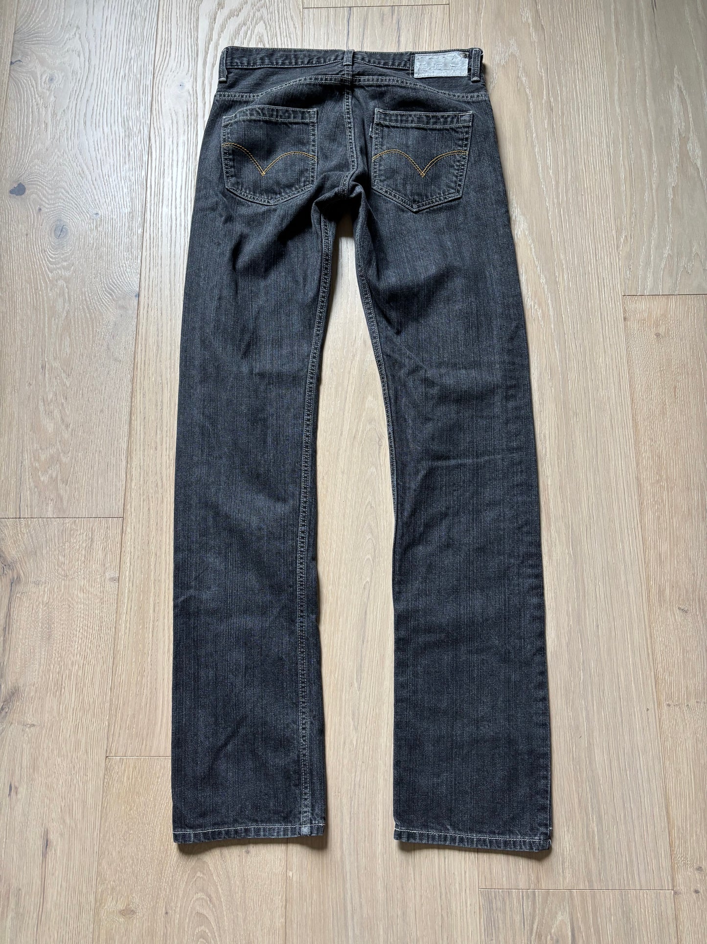 Gray Raw Denim Straight Jeans