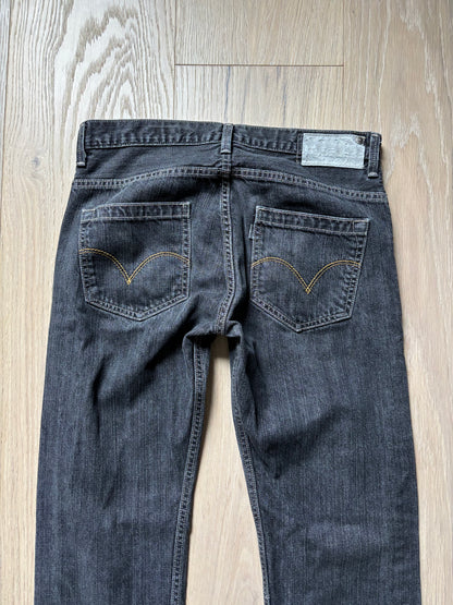 Gray Raw Denim Straight Jeans