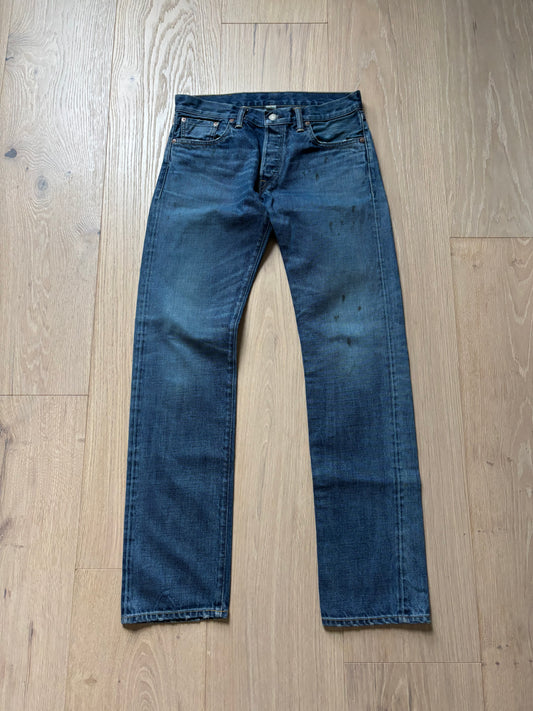 RRL Oil Stain Blue Straight Selvedge Jeans