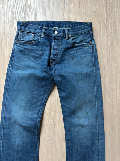 RRL Oil Stain Blue Straight Selvedge Jeans