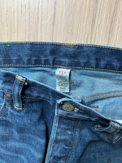 RRL Oil Stain Blue Straight Selvedge Jeans