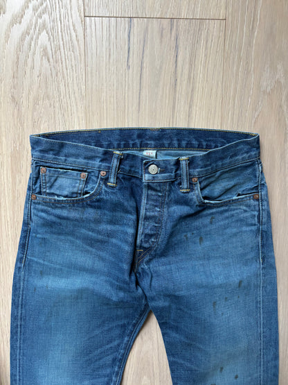 RRL Oil Stain Blue Straight Selvedge Jeans