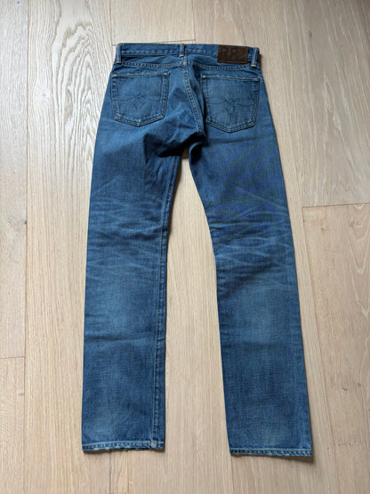 RRL Oil Stain Blue Straight Selvedge Jeans