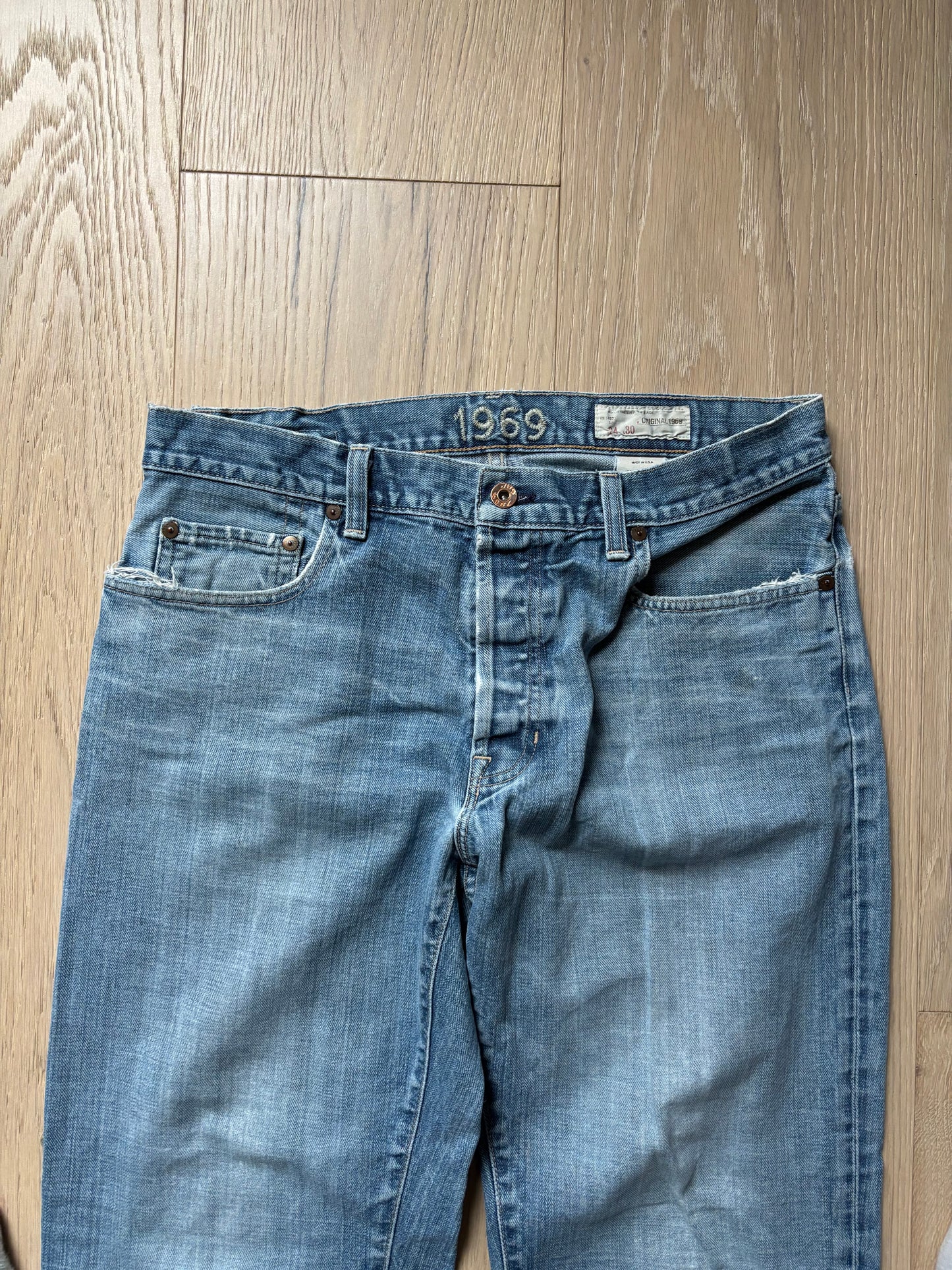Gap 1969 Raw Hem Blue Jeans