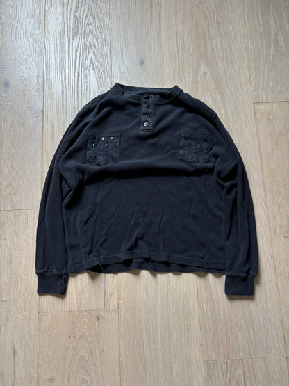 Studded Henley Waffle Knit