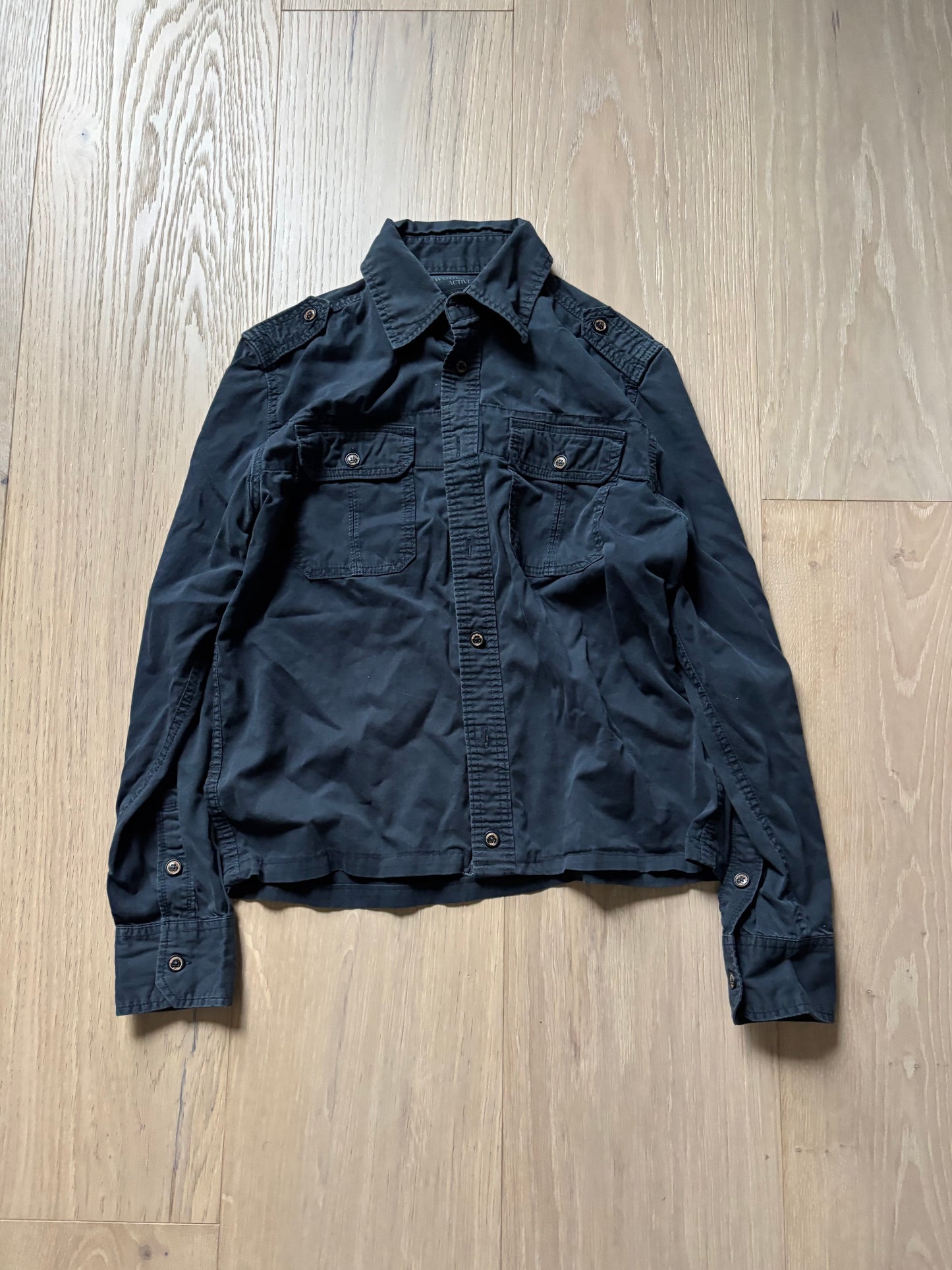 Black Woodlands Button Up