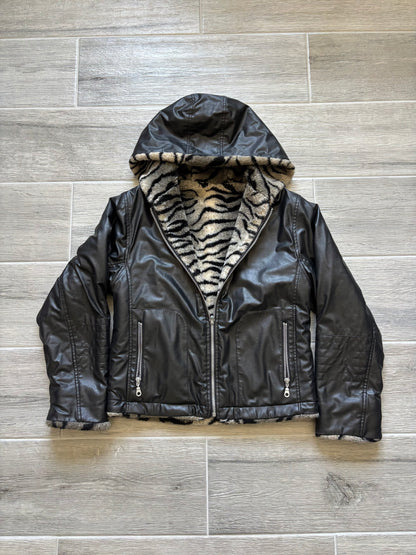 Reversible Leopard Print Leather Jacket