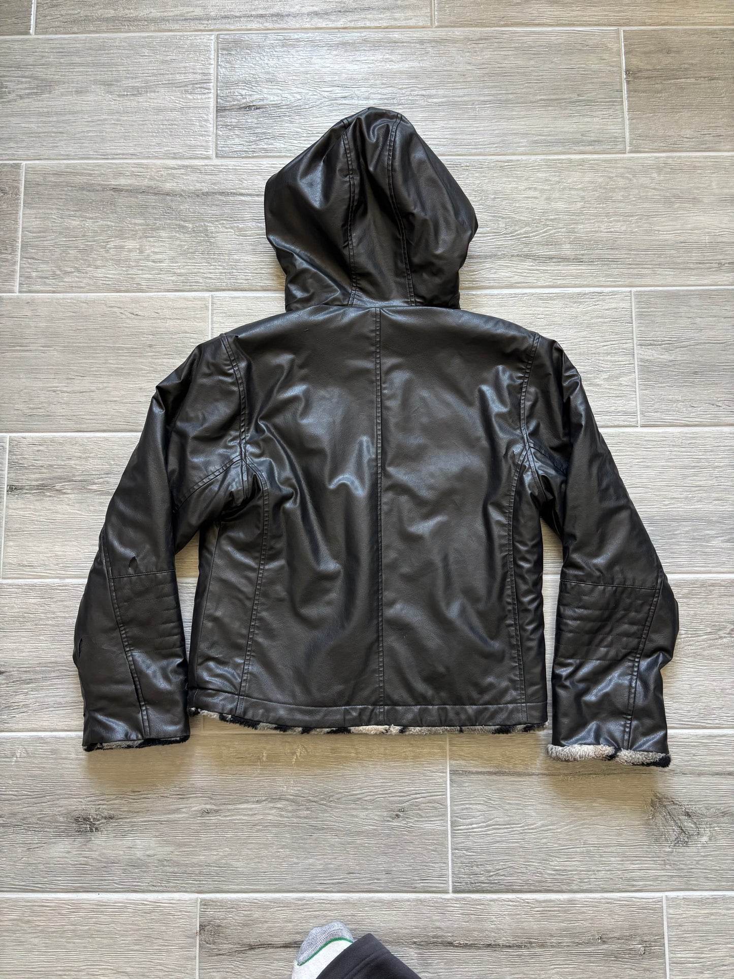 Reversible Leopard Print Leather Jacket