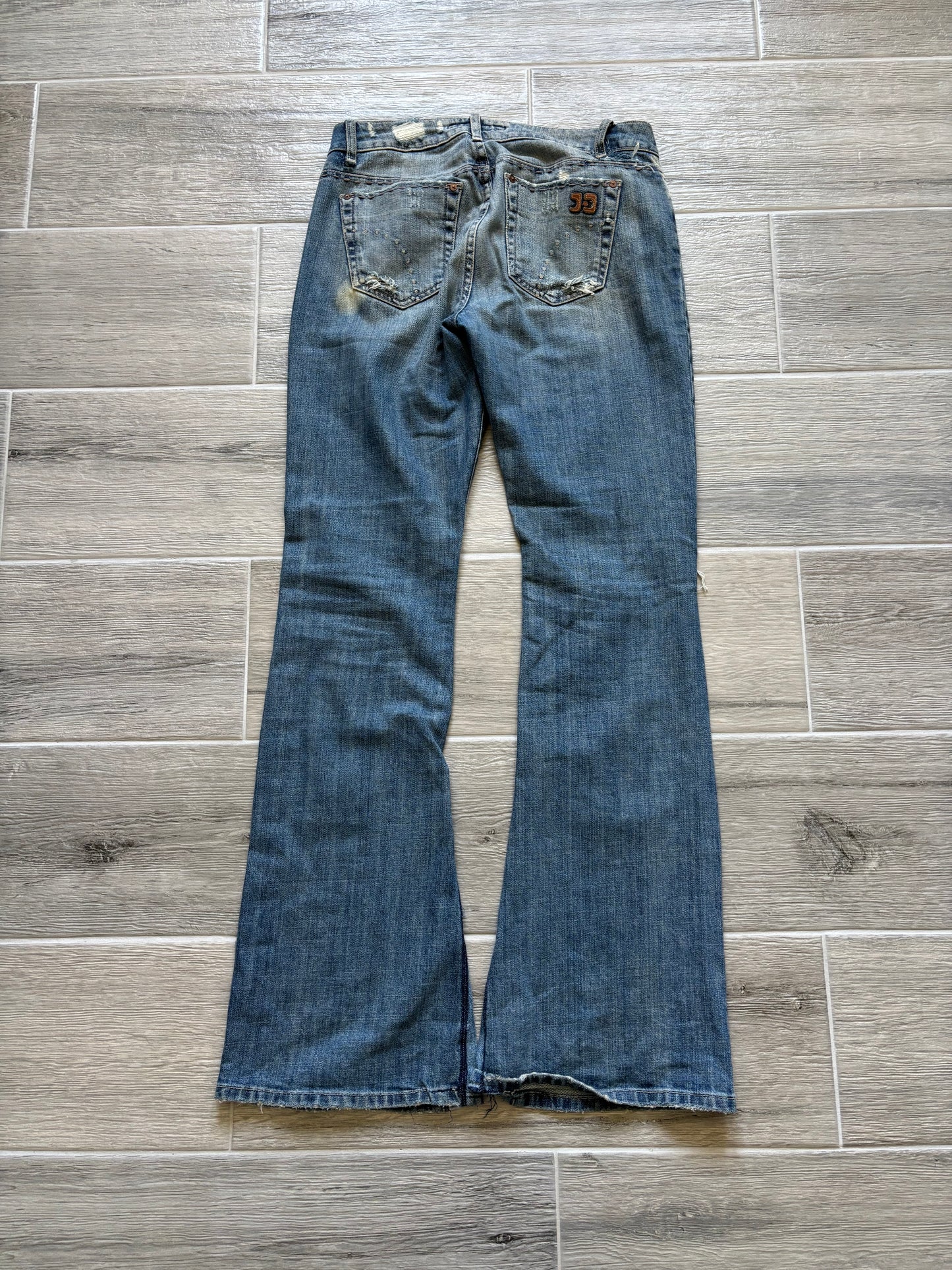 Distressed Flare Blue Jeans