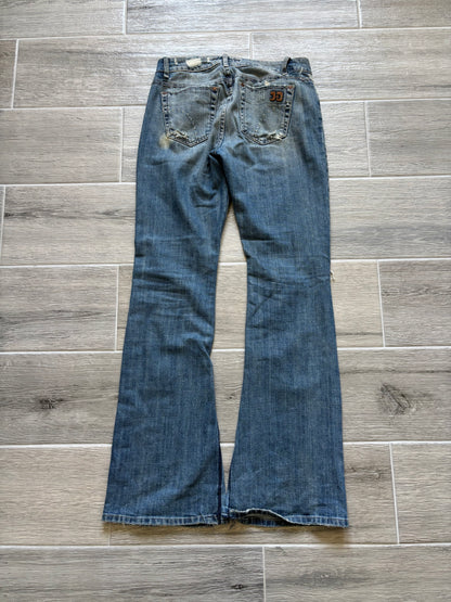 Distressed Flare Blue Jeans